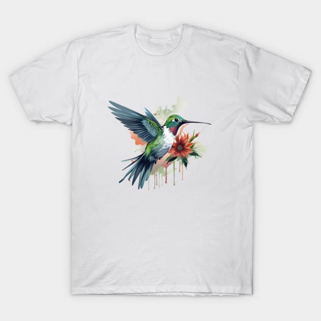 Watercolor Hummingbird T-Shirt by zooleisurelife